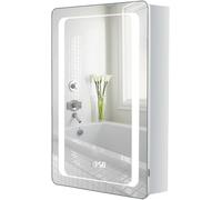 Armadietto da bagno illuminato a specchio con luci LED, presa rasoio, cuscinetto antiappannamento e sensore per case moderne