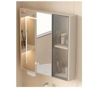 Armadietto da bagno illuminato a specchio con pulsante antiappannamento montato a parete sopra il gabinetto di immagazzinaggio Vanity Makeup Mirror Armadietti Beige Dimensioni: [rt size]