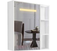 Armadietto da bagno illuminato con specchio, antiappannamento, quadrato, impermeabile e resistente all'umidità, per bagni moderni, design elegante e funzionale