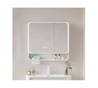 Armadietto da bagno illuminato con specchio, montaggio a parete o incasso, design salvaspazio, per uso sopra il WC, bianco, 60 cm di larghezza x 70 cm di altezza