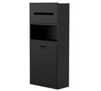 Armadietto da bagno in acciaio inox di alta qualità, elegante contenitore per bidone della spazzatura e scopino per WC, cassettiera per docce di fascia alta, senza piastrelle, nero, 65 x 30 cm