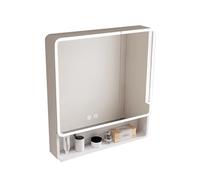 Armadietto da bagno in alluminio con specchio e luce LED, organizer da parete con ante e ripiani per un'organizzazione efficiente del bagno