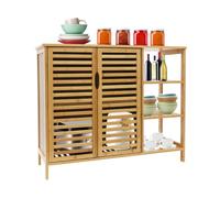 Armadietto da bagno in bambù, con ante a lamelle, 100 x 35 x 80 cm | bambù di alta qualità e MDF con effetto legno caldo per un accogliente stile rustico.