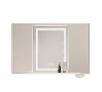 Armadietto da bagno in legno massello con specchio luci, interruttore touch | Armadietto da bagno intelligente con specchio e spazio contenitivo, antiappannamento(100x13x70cm/39.4x5.1x27.6in)