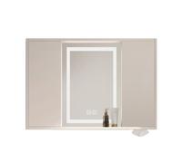Armadietto da bagno in legno massello con specchio luci, interruttore touch | Armadietto da bagno intelligente con specchio e spazio contenitivo, antiappannamento(90x13x70cm/35.4x5.1x27.6in)