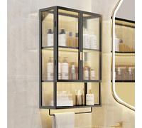 Armadietto da bagno in metallo oversize con anta in vetro Armadietto da parete per medicine con barra portasciugamani sopra il WC per una facile nizzazione e salvaspazio.