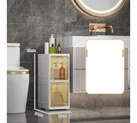 Armadietto da Bagno in Plastica, Armadietto da Bagno in Plastica Stretto Unità di Stoccaggio Verticale Ruote Mobili per Organizzare lo Spazio Domestico per (2 strati)