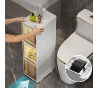 Armadietto da Bagno in Plastica, Armadietto da Bagno in Plastica Stretto Unità di Stoccaggio Verticale Ruote Mobili per Organizzare lo Spazio Domestico per (3 strati)