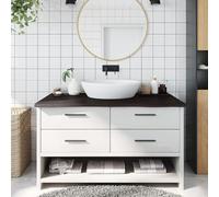 Armadietto da bagno, mobiletto da bagno, lavabo da bagno, lavabo marrone scuro, 100 x 50 x (2-4 cm), in legno massiccio, mobiletto per bagno, bagno, bagno, ospiti, facile da montare