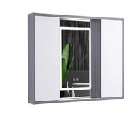 Armadietto da bagno moderno a LED con specchio per il trucco, controllo One Touch HD, antinebbia, porta scorrevole, design minimalista, armadietto da appendere per riporre oggetti organizzati
