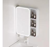 Armadietto da bagno moderno a specchio con luce LED, controllo touch, antiappannamento, porta carta, dimmerabile, spazioso contenitore per organizzare il bagno