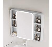 Armadietto da bagno moderno a specchio con luce LED, interruttore touch intelligente, anti-appannamento, dimmerabile, ampio spazio per organizzare il bagno in modo elegante.