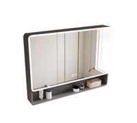 Armadietto da bagno moderno con specchio a LED, design salvaspazio, elegante con ante e ripiani per interni nizzati, ideale per piccoli spazi