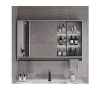 Armadietto da bagno moderno con specchio illuminato a LED, montaggio a parete con portasciugamani (AW80 x H75 cm/W31.4*H29.5")