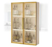Armadietto da bagno moderno da parete, con ante in vetro, armadietto per medicinali in legno, per cucina, lavanderia e camera da letto, senza fori, 50 x 14 x 75 cm