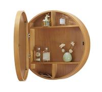 Armadietto da bagno moderno rotondo a specchio, in legno, 50/60/70 cm, design salvaspazio con ripiani, mobile da bagno elegante, pensile funzionale