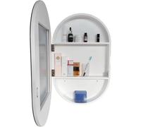 Armadietto da Bagno Ovale con Specchio per Bagno Armadietto in Legno massello con Specchio cosmetico Camera da Letto di casa Soggiornoa Muro Parete con Anta Singola,N(Color:Bianco)