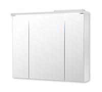 Armadietto da bagno Pool con specchio e illuminazione a LED, aspetto rovere artisan, bianco, contemporaneo specchio da bagno molto capiente, 60 x 68 x 20 cm (larghezza x altezza x profondità)