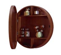 Armadietto da bagno rotondo con specchio, 2 in 1, in legno, per soggiorno, cucina, camera da letto, elegante armadio per l'arredamento della casa