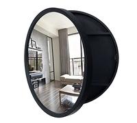 Armadietto da bagno rotondo con specchio, 50 cm, con specchio per il bagno, per risparmiare spazio ed eleganza, colore: nero