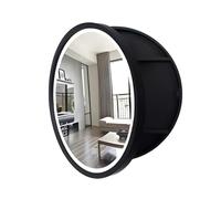 Armadietto da bagno rotondo con specchio con mensola, soluzione portaoggetti da parete, elegante finitura nera, 70 x 70 x 13 cm, perfetto per abbellire lo spazio del bagno