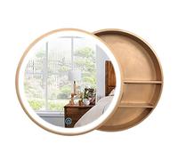 Armadietto da bagno rotondo con specchio, design a pressione, versatile, per camera da letto, soggiorno e bagno, armadietto per medicine elegante e funzionale