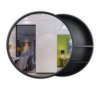 Armadietto da bagno rotondo da parete con ripiani Push-Pull Design Specchio per trucco sinistro e destro, 60 cm, soluzione di archiviazione in legno nero per un elegante nizing