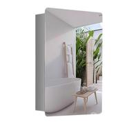 Armadietto da bagno scorrevole a parete con specchio, angoli arrotondati multi-livello, ideale per lavabo o lavandino (46 x 12 x 66 cm)