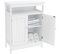 Armadietto da Bagno Soggiorno Autoportante Mobile in Legno da Terra con 2 Ante