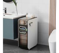 Armadietto da bagno sottile a 4 ripiani con ruote, torre di carta igienica di grande capacità, facile installazione, organizer salvaspazio con cassetti per piccoli bagni