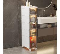 Armadietto da bagno sottile ad alta capacità con cassetti in plastica trasparente Armadio a pavimento stretto su ruote Design alto e sottile per risparmiare spazio nization