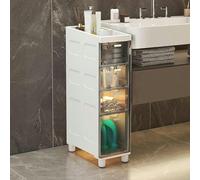 Armadietto da bagno sottile alto e stretto con cassetti trasparenti e ruote Armadio da pavimento salvaspazio per piccoli bagni e lavanderie Grande capacità nizer