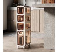 Armadietto da bagno sottile con cassetti trasparenti e rotelle, impermeabile, verticale, per piccoli spazi e spazi vuoti