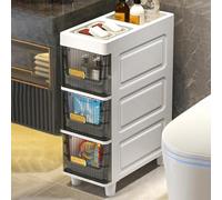 Armadietto da bagno sottile con scaffalatura alta e stretta, ideale per mobili da pavimento di vitello Smals, ideale per riporre oggetti, trasparente, 18 x 38 x 56,5 cm, salvaspazio