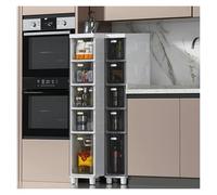 Armadietto da bagno sottile di grande capacità, alto e stretto, con cassetti e ruote in plastica trasparente, organizer per carta igienica per piccoli spazi, solo 1 (bianco, 5 ripiani)