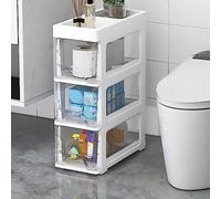 Armadietto da bagno sottile in plastica con cassetti e ruote, salvaspazio, per camera da letto o ingresso, ideale per piccoli spazi, soluzione elegante