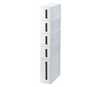 Armadietto da bagno stretto bianco con cassetti in plastica a 5 ripiani per piccoli spazi, versatile Orga per cucina, soggiorno, camera da letto, WC, larghezza 14 cm