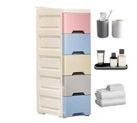 Armadietto da bagno stretto con ruote, 5 cassetti verticali, per casa, ufficio, cucina e camera da letto, armadio salvaspazio con rotelle.