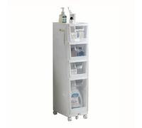 Armadietto da bagno stretto con ruote, porta carta igienica compatto e versatile, con cassetti, 103,5 cm, mobile da bagno per piccoli spazi