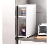 Armadietto da bagno verticale con cassetti multipli, carrello organizer sottile con rotelle per risparmiare spazio e facile mobilità