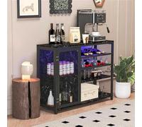 Armadietto da bar adatto alle famiglie, armadietto per wine bar, credenza per liquori Credenza, credenza con portabottiglie e supporto per calici, con presa UAB, staffa in metallo, Canbeplacedin