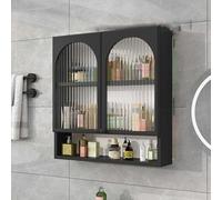 Armadietto da cucina a 3 ripiani da parete per trucchi, armadietto per medicinali a doppia anta con ripiani aperti, portaoggetti da parete per cucina e bagno, orga salvaspazio.