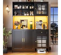 Armadietto da cucina alto, armadietto a buffet con ripiani regolabili (nero - 4)