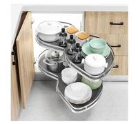 Armadietto da cucina angolare regolabile con ripiani estraibili, vassoio girevole a 2 ripiani, scaffale per angoli ciechi, aperto a destra, organizer salvaspazio 86 x 50 cm