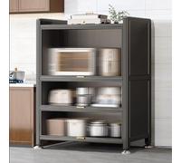 Armadietto da cucina autoportante con ante trasparenti, organizer multifunzionale per microonde, spezie, pentole e padelle, 4 strati da 60 cm, soluzione per riporre elettrodomestici da cucina