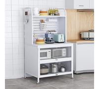 Armadietto da cucina con ripiano per forno a microonde, stazione bar e porte a ribalta, ideale per casa, ufficio, dispensa e garage, 5 livelli di colore disponibili