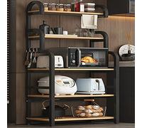 Armadietto da cucina multistrato nero con ripiani e credenza per microonde, 70 cm, salvaspazio, per cucina, sala da pranzo e dispensa