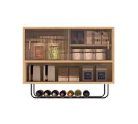 Armadietto da cucina rustico a parete con ripiani regolabili, contenitore inferiore aperto, design moderno, ripiani in legno divisi per la casa (A, 100 x 28 x 50 cm)