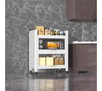 Armadietto da cucina salvaspazio con ripiano per microonde, larghezza 50 cm, 3 ripiani, organizer bianco per microonde e accessori da cucina