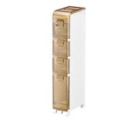 Armadietto da cucina sottile a più livelli con cassetti trasparenti e rotelle, organizer stretto a 4 ripiani per piccoli spazi, perfetto per cucina, lavanderia, soggiorno o bagno